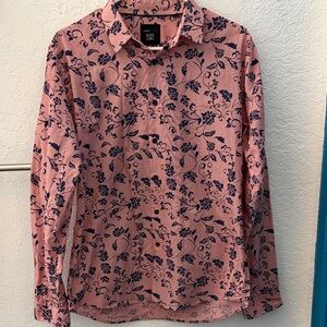 Black Label Men's Casual Shirt in Pink and Navy Floral